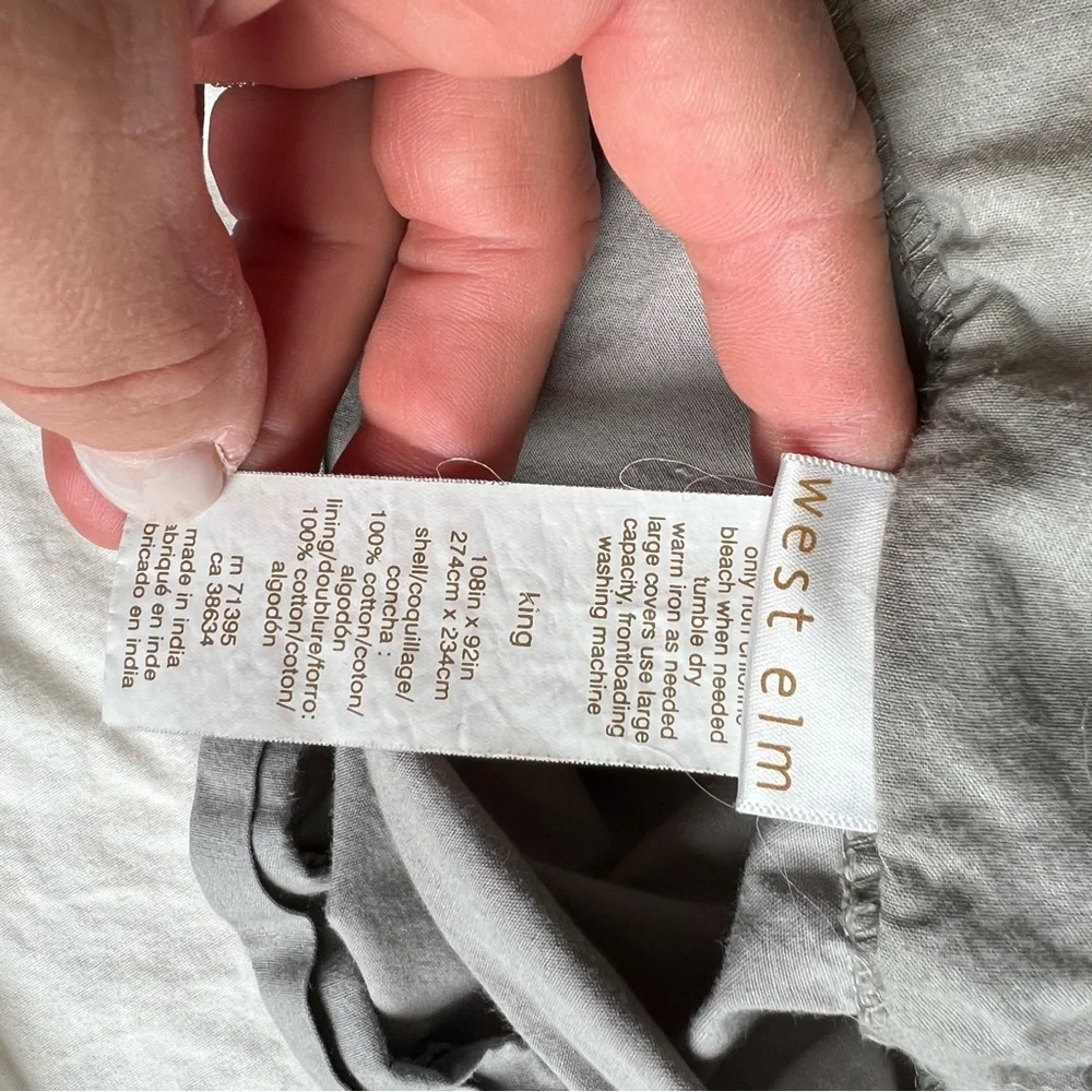 West Elm Slate Gray Quilted Duvet Cover